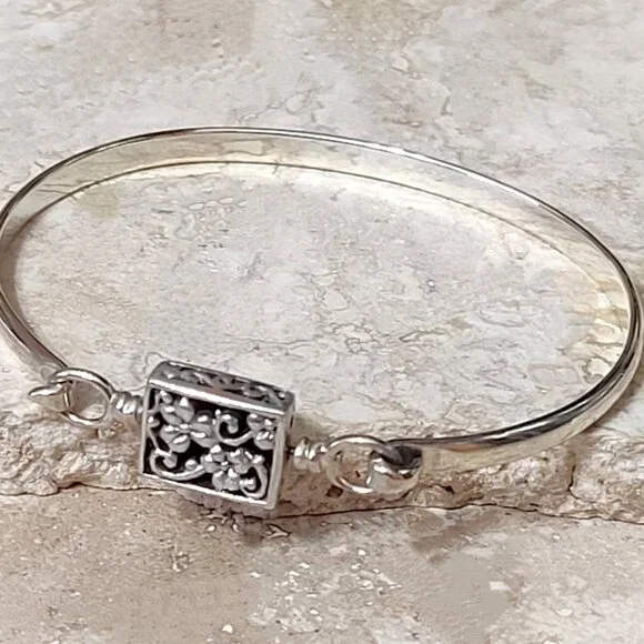 Onyx Gemstone & 925 Sterling Silver Filigree Reversible Bracelet - Picture 2 of 9